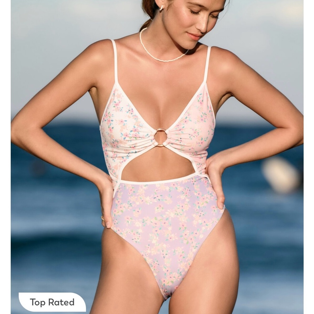 Floral Cutout One-Piece Swimsuit by Power 2 Flower